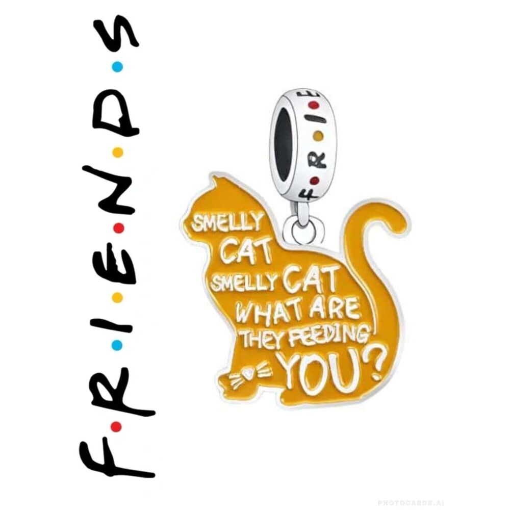NWOT Friends TV Series Smelly Cat Song Tribute Pandora FIT Silver Dangle Charm